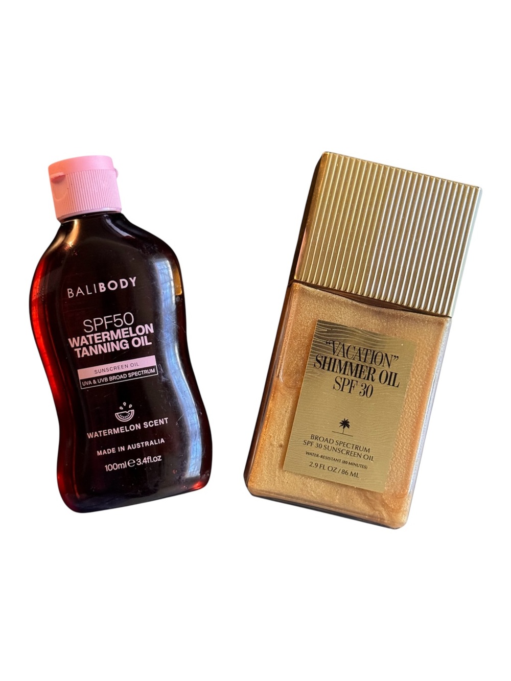 Vacation Shimmer Oil SPF 30 + Bali Body Watermelon Tanning Oil SPF 50 Bundle ☀️🌊